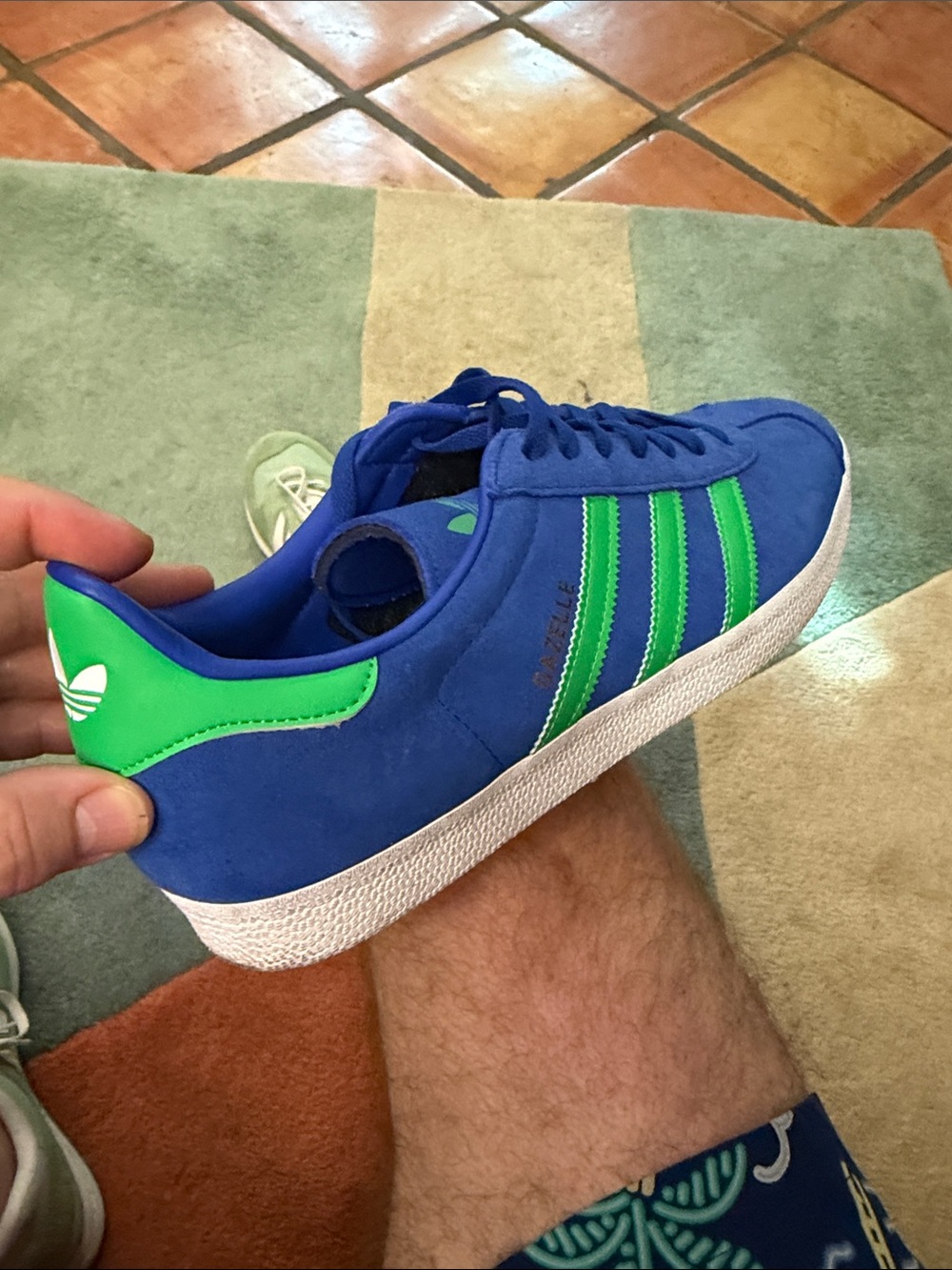 Adidas Gazelle Blue Green Suede Sneakers Mens Size 11 Classic